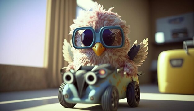 Cool Chicken Racer s'emballe dans une petite voiture à l'écoute