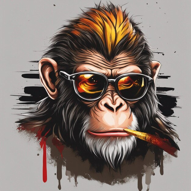 Cool Monkey King portant des lunettes de soleil design de t-shirt à la mode