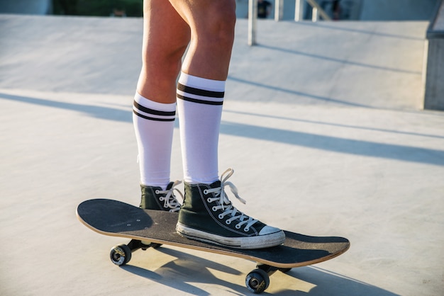 Cool skater girl skateboarding