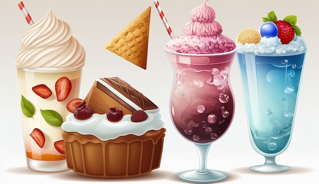 Cool Treats Illustration de la boisson glacée d'été AI générative