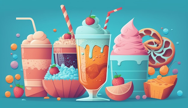 Cool Treats Illustration de la boisson glacée d'été AI générative