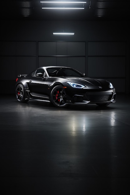 Cool voiture de sport générique dans un studio sombre généré par l'IA