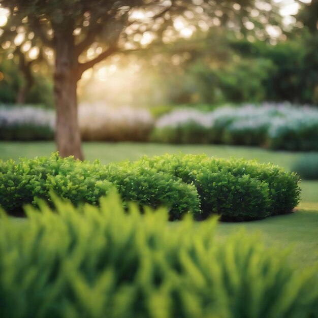 Copier l'espace défocalisé et flou vue d'un jardin bokeh et arrière-plan esthétique avec copyspace calm ze