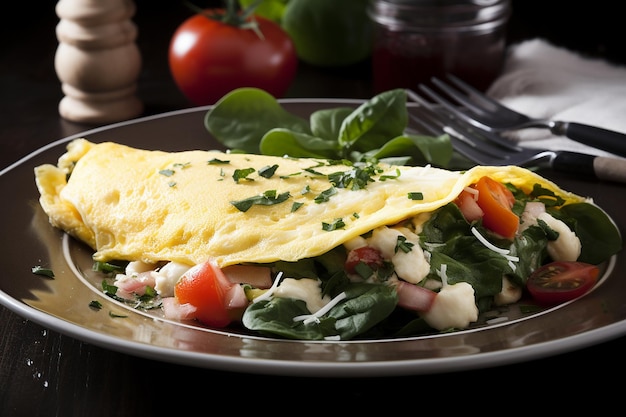 Copieuse Omelette aux Blancs d'Oeufs Riche en Protéines Faible en Gras Recette générative AI