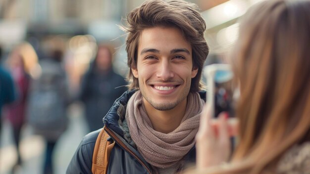 Une copine prend une photo de son petit ami.