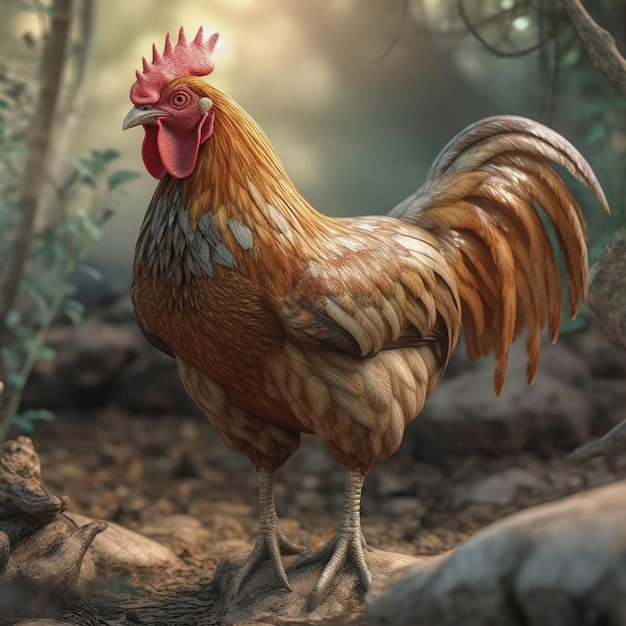 Coq dans l'IA générative de l'habitat naturel