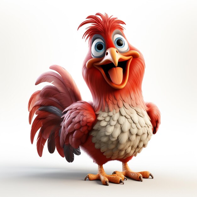 Photo un coq mignon de dessin animé en 3d