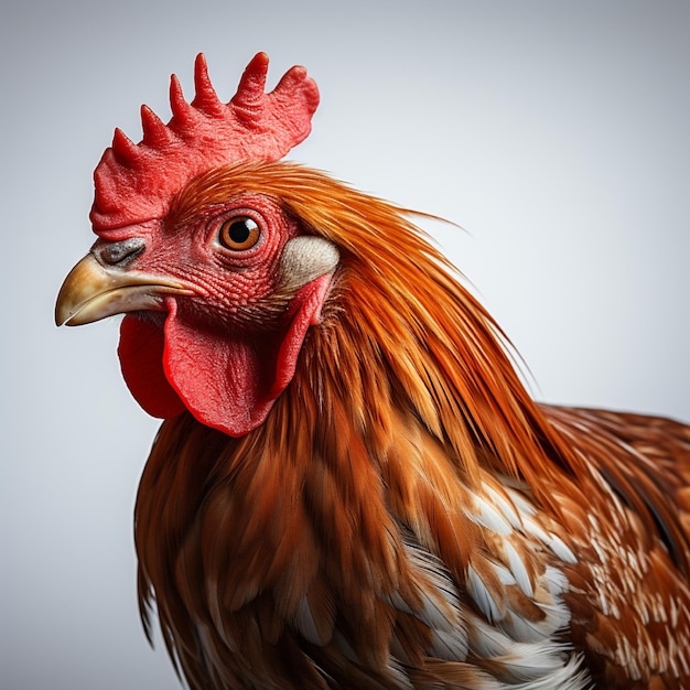 un coq avec un peigne rouge sur la tête