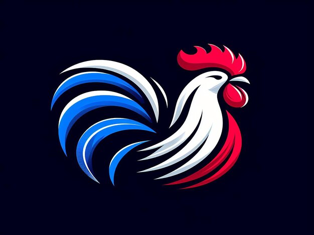 Photo un coq avec des rayures rouges et bleues