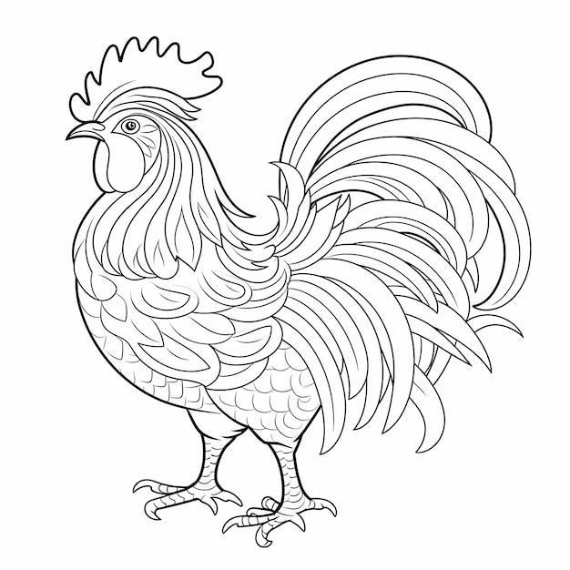 Photo coq de style dessin animé simple pour les enfants coloriage faible détail