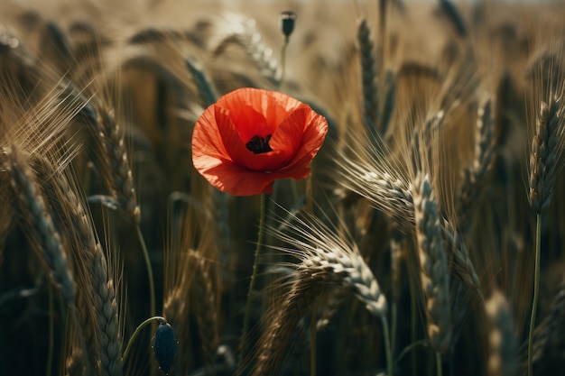 Un coquelicot dans un champ de blé