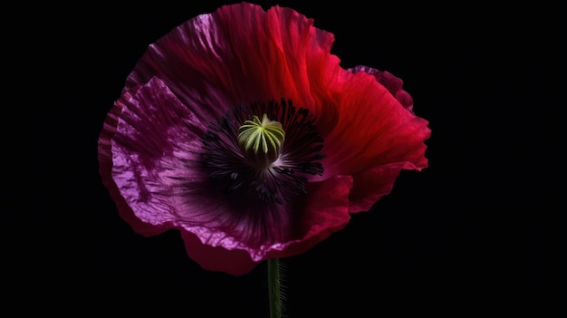 Un coquelicot rouge sur fond noir