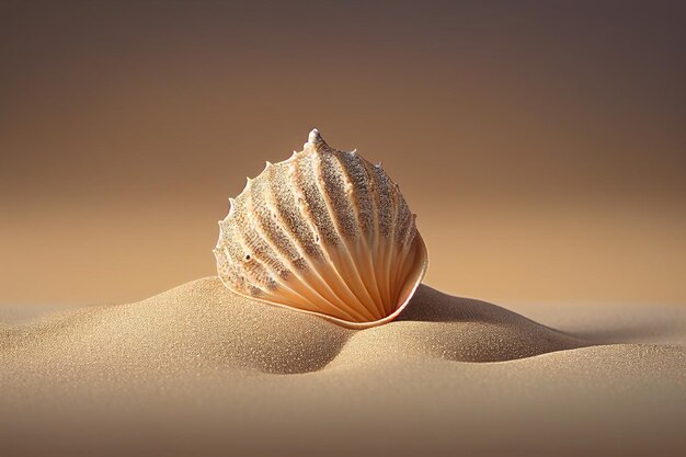 Un coquillage sur une dune de sable est montré dans cette image en gros plan.