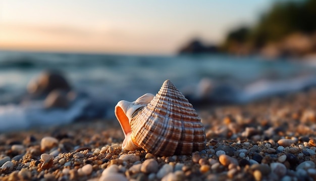 Un coquillage sur la plage est un symbole de la mer.