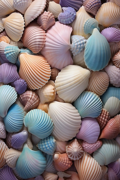 Des coquillages hyper réalistes couleurs pastel Op Art