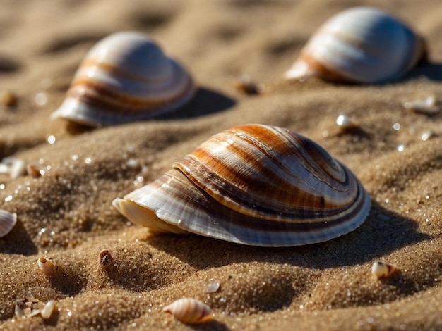 Des coquillages de mer de près