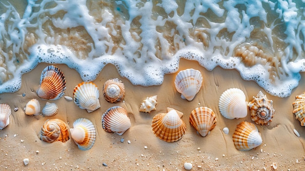 Des coquillages sur une plage tranquille