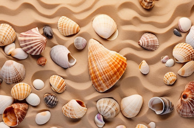 Des coquillages sur le sable Des vacances en mer