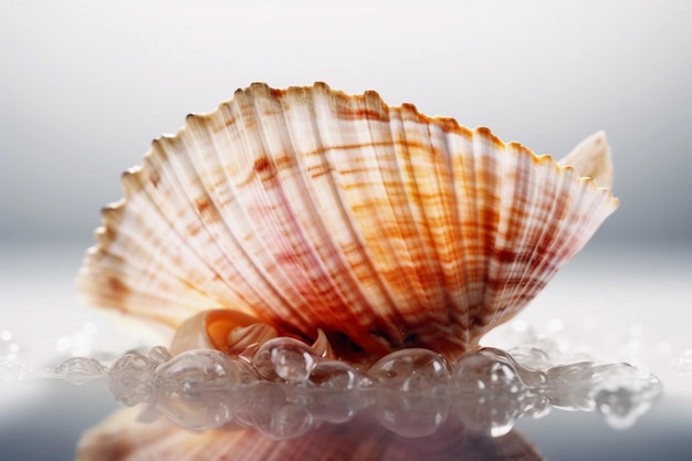 Une coquille avec une coquille transparente dessus