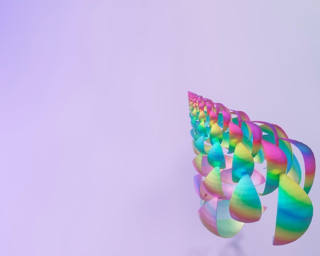 Coquille de pétoncle de couleur arc-en-ciel rendu 3d