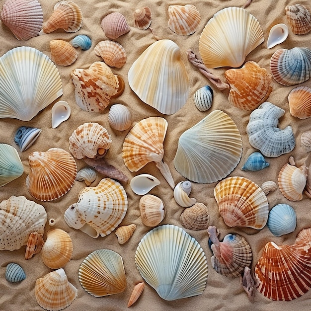 Photo des coquilles colorées dans le sable