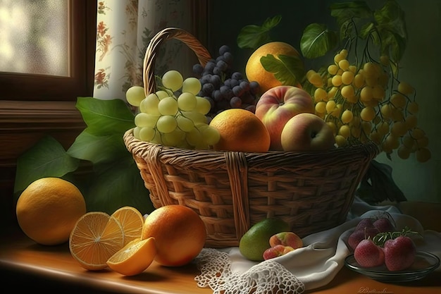 La corbeille de fruits dans la cuisine joyeuse