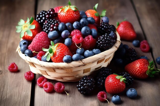 Une corbeille de fruits sur une table