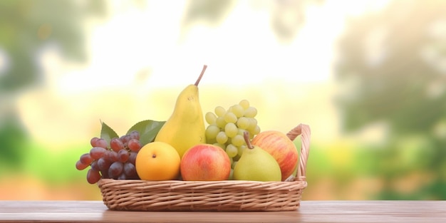 Une corbeille de fruits sur une table