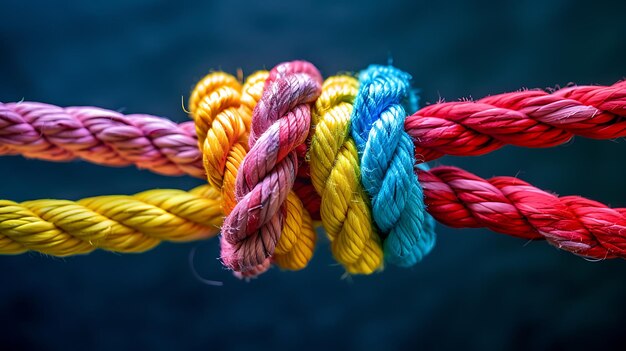 corde colorée sur fond sombre photo en gros plan avec mise au point sélective