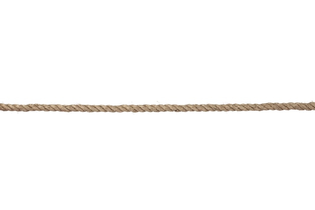 Photo corde d'emballage en jute avec un arc noué isoler pour couper sur un fond blanc