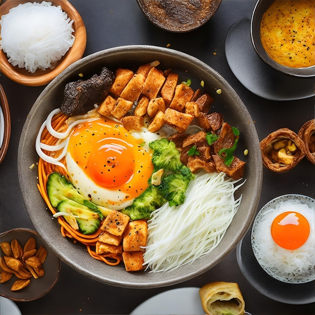 Corée nourriture délicieuse gros plan cuisine asiatique menu culture délicieuse créer par Ai généré