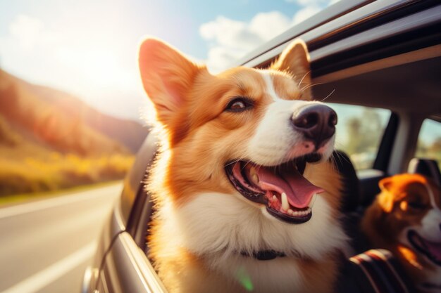 Le corgi profite d'une promenade au soleil