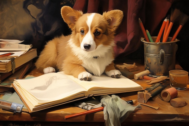 Corgi Puppy39s Aventure de peinture