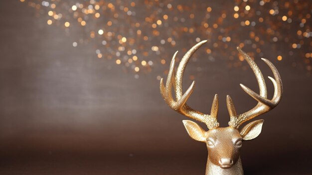 Des cornes de rennes dorées sur un fond de velours luxueux Étoile de Noël Joyeux Noël