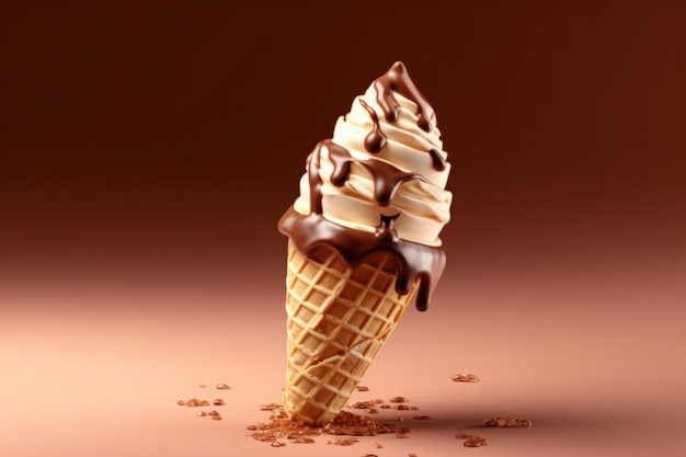 Cornet de glace au caramel Illustration AI GenerativexA