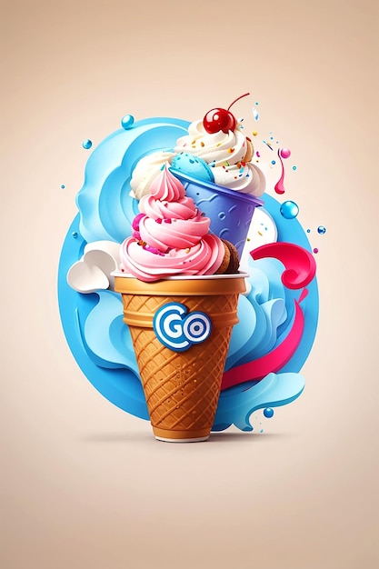 Cornet de glace avec glace multicolore