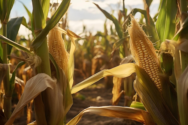 Photo cornfield maize corn growing corns corn sweetcorn kernels maiz corn isolated corn kernels