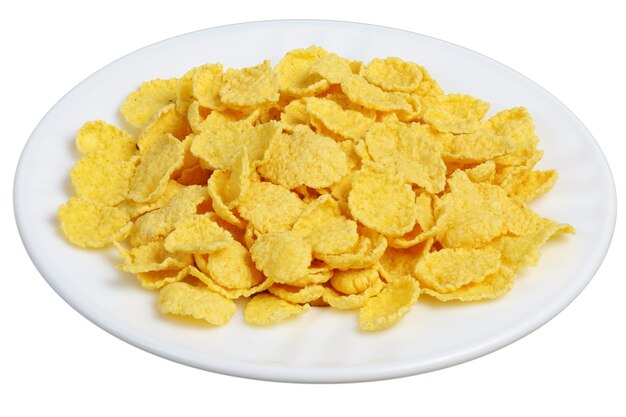 Cornflakes dans une assiette blanche