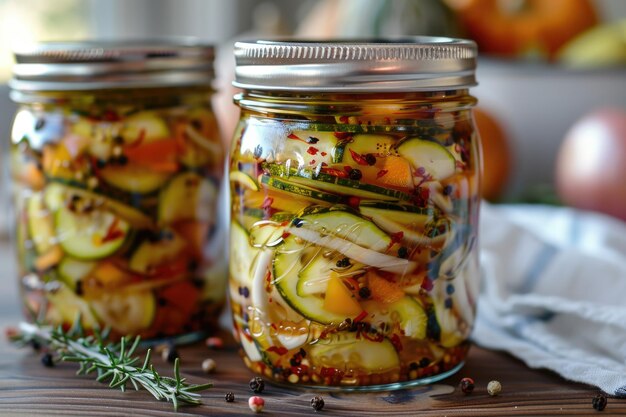 des cornichons d'automne sur une étagère en bois