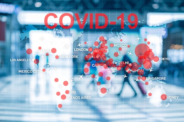 Photo coronavirus sur une carte du monde 3d centre d'infection de concept médical