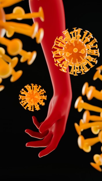 Coronavirus COVID-19 cellules du virus de la grippe flottante art. Lavage à la main avec une affiche de gel désinfectant.