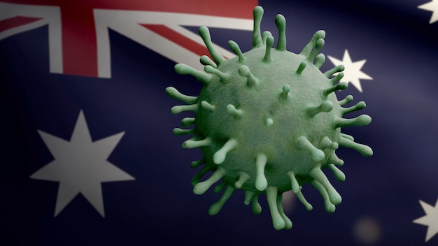 Coronavirus flottant au-dessus du drapeau australien