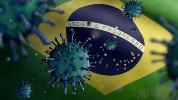 Le coronavirus flotte au-dessus du drapeau brésilien