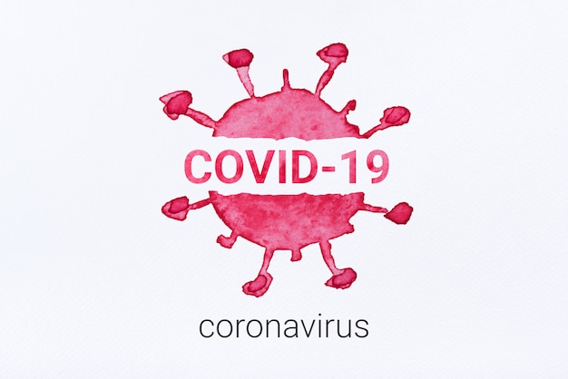 Coronavirus peint à l'aquarelle (COVID-19) sur blanc