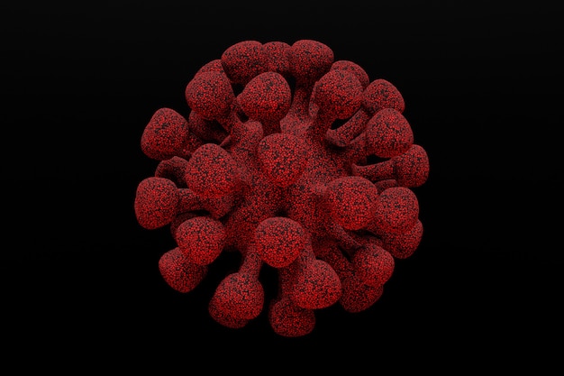 Coronavirus rouge COVID-19 sous le microscope. concept d'illustration 3D coronavirus COVID-19.