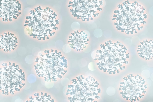 Coronavirus sous un microscope sur une illustration de fond gris