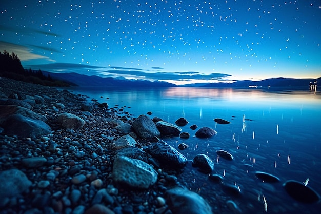 Corps d'eau sous le ciel bleu pendant la nuit