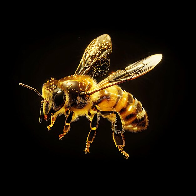 Avec un corps rayé d'abeille formé en matériau de miel W translucide Art d'arrière-plan Y2K Concept brillant