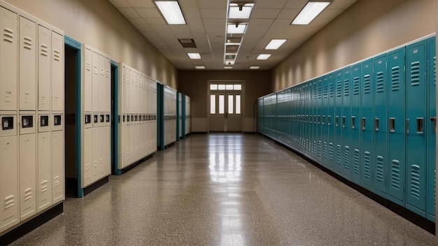 Corridor de l'école vide avec des casiers