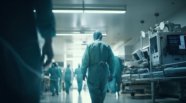 Corridor de l'hôpital avec le personnel médical